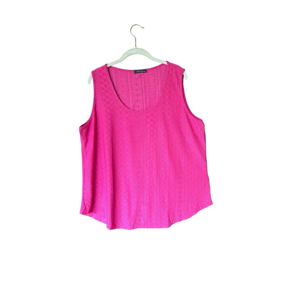 Hot Pink Sleeveless‎ Tank Top Eyelet Details Casual Summer